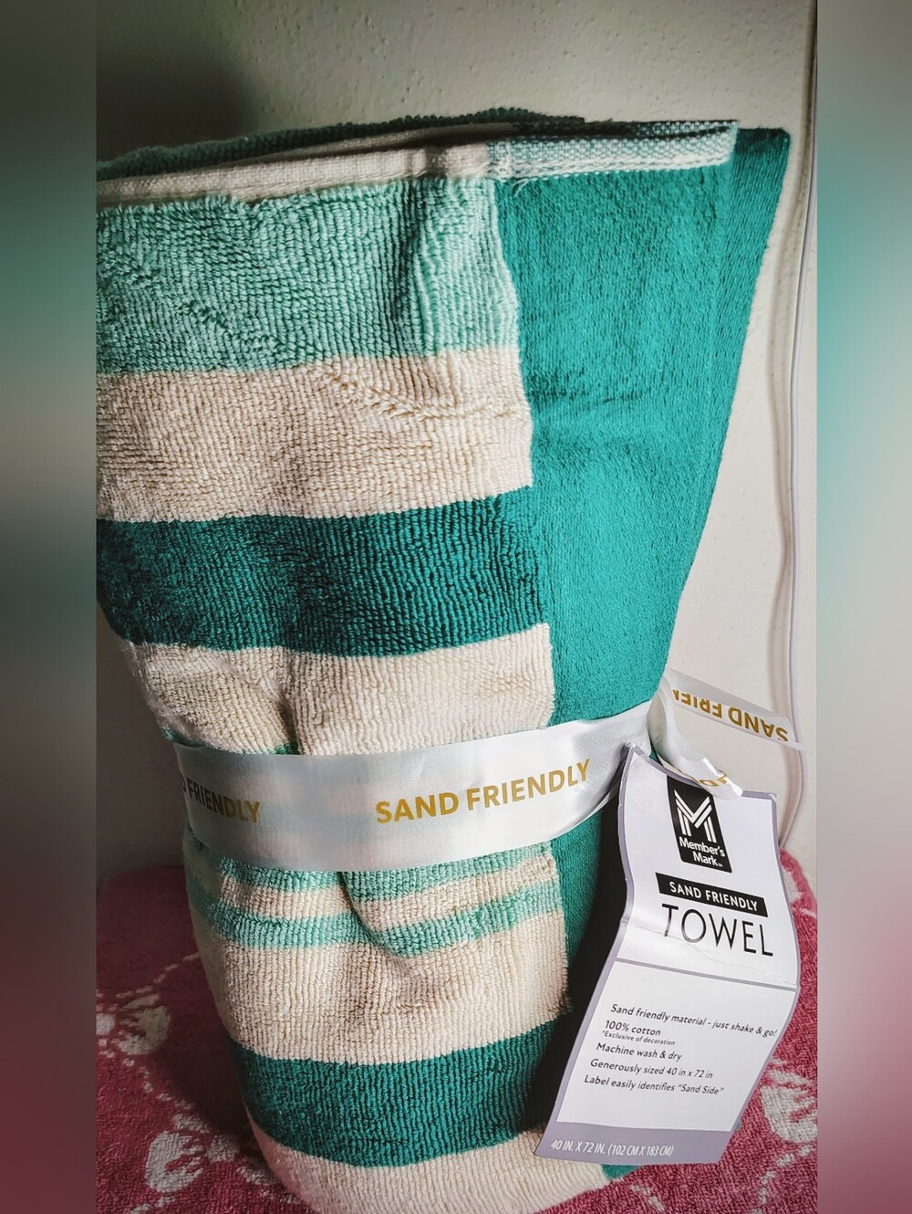 Martha Stewart Sand Friendly Beach Towel - Teal Stripe